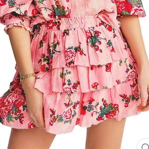 LoveShackFancy Brynlee Skirt in Pink Desert